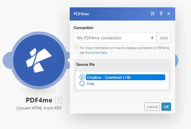 HTML'yi PDF'ye dönüştürmek için PDF4me modülü